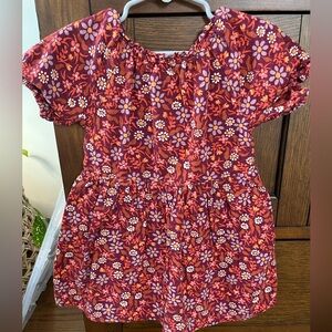 Cat & Jack Red Floral Smocked Short Sleeve Top